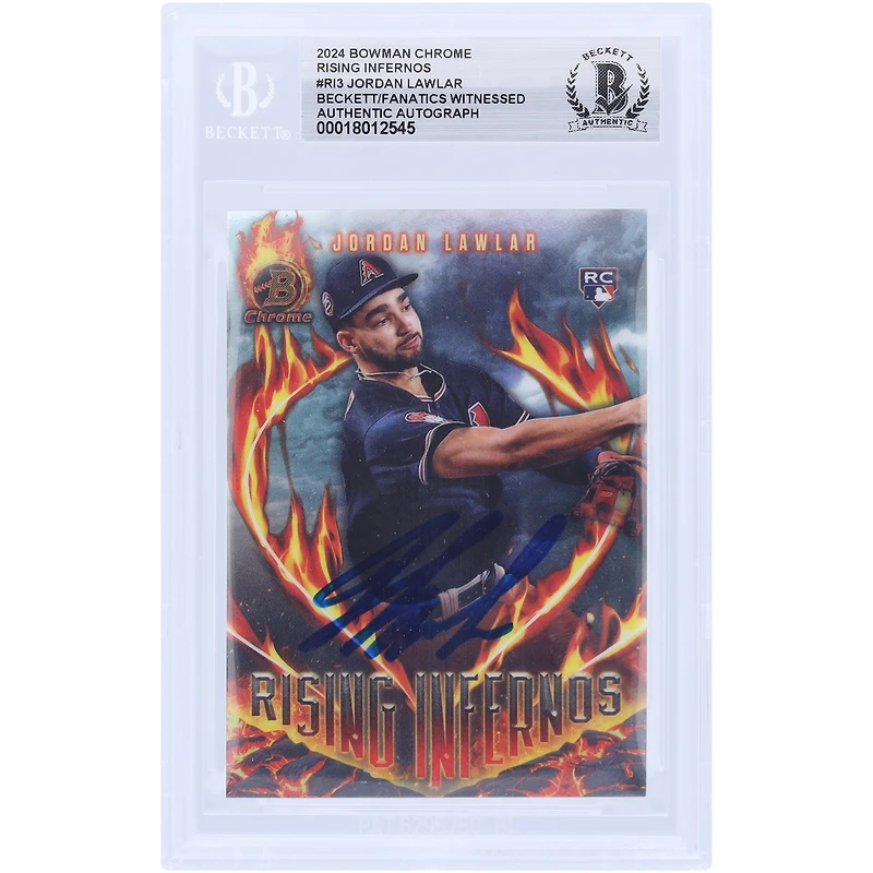 Jordan Lawlar Arizona Diamondbacks Autographed 2024 Bowman Chrome Rising Infernos #RI-3 Beckett Fanatics Witnessed Authenticated Rookie Card