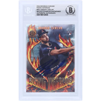 Jordan Lawlar Arizona Diamondbacks autographié 2024 Bowman Chrome Rising Infernos #RI-3 Beckett Fanatics a été témoin d'une carte de recrue authentifiée