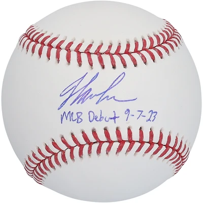 Balle de baseball autographiée par Jordan Lawlar des Diamondbacks de l'Arizona avec l'inscription « MLB Debut 9-7-23 »
