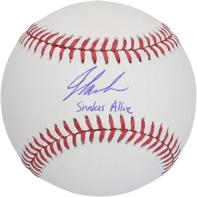 Ballon de baseball autographié par Jordan Lawlar des Diamondbacks de l'Arizona avec l'inscription « Snakes Alive »