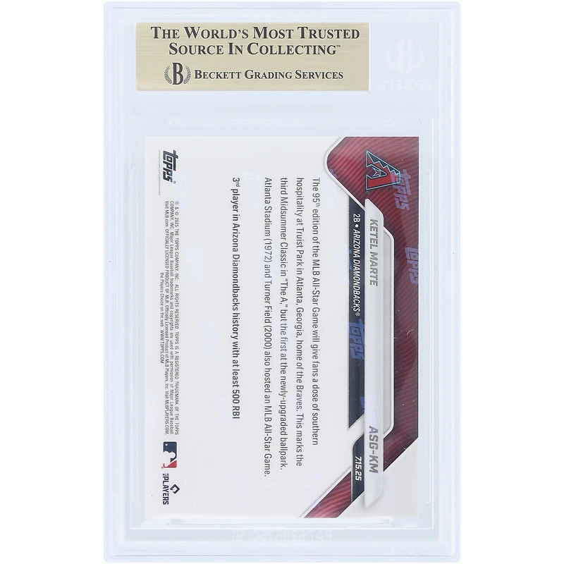 Ketel Marte, Arizona Diamondbacks, sélection pour le match des étoiles de la MLB 2025 (Topps Now 2025) - Ligue nationale, n° ASG-KM, authentifiée par BGS (10 cartes) - Sous-notes : 9,5, 10, 10, 10