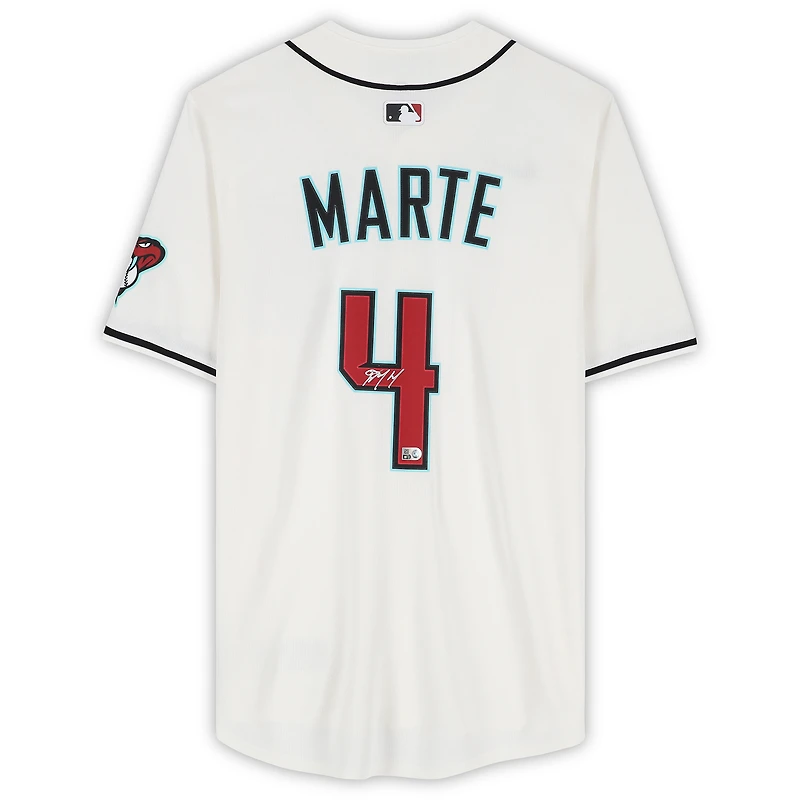 Maillot réplique blanc Nike autographié de Ketel Marte, Diamondbacks de l'Arizona