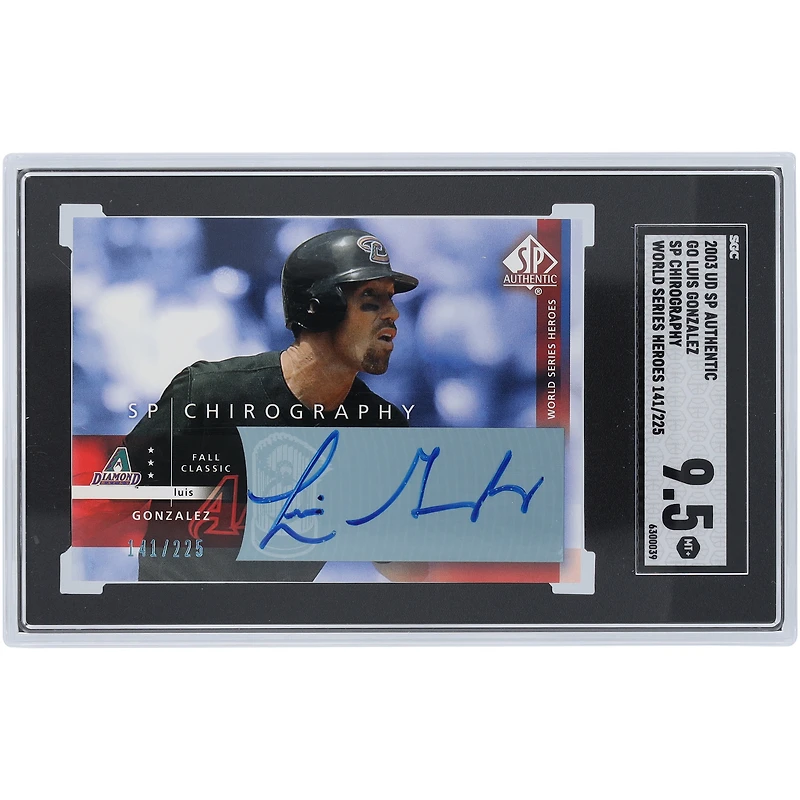 Luis Gonzalez Arizona Diamondbacks Autographié 2003 Upper Deck SP Authentique SP Chirography World Series Heroes #GO #141/225 SGC Authentifié 9.5 Carte