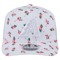 Casquette extensible à bouton-pression Flamingo 9SEVENTY blanche des Diamondbacks de l'Arizona pour homme de New Era