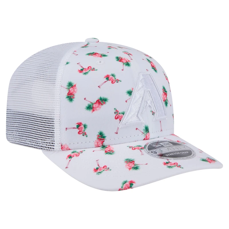 Men's New Era White Arizona Diamondbacks Flamingo Mesh Back 9SEVENTY Stretch-Snap Hat