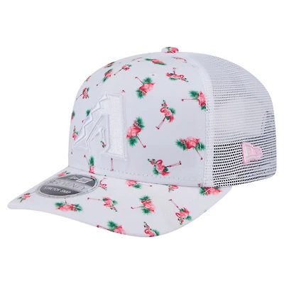 Casquette extensible à bouton-pression Flamingo 9SEVENTY blanche des Diamondbacks de l'Arizona pour homme de New Era