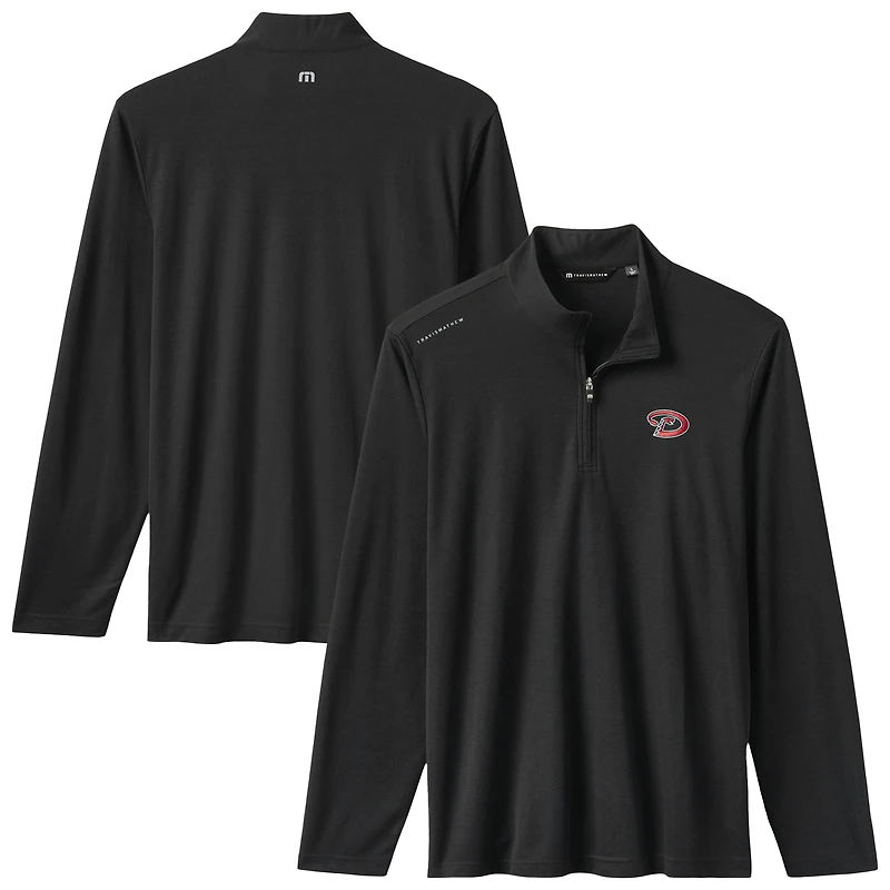 Men's TravisMathew  Black Arizona Diamondbacks Time to Tailgate Tri-Blend Quarter-Zip Pullover