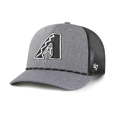 Men's '47 Charcoal Arizona Diamondbacks Carbon Rope Trucker Adjustable Hat