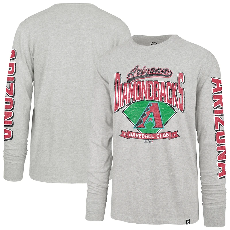 T-shirt à manches longues Fair Ball Franklin pour homme, gris, Arizona Diamondbacks, 1947