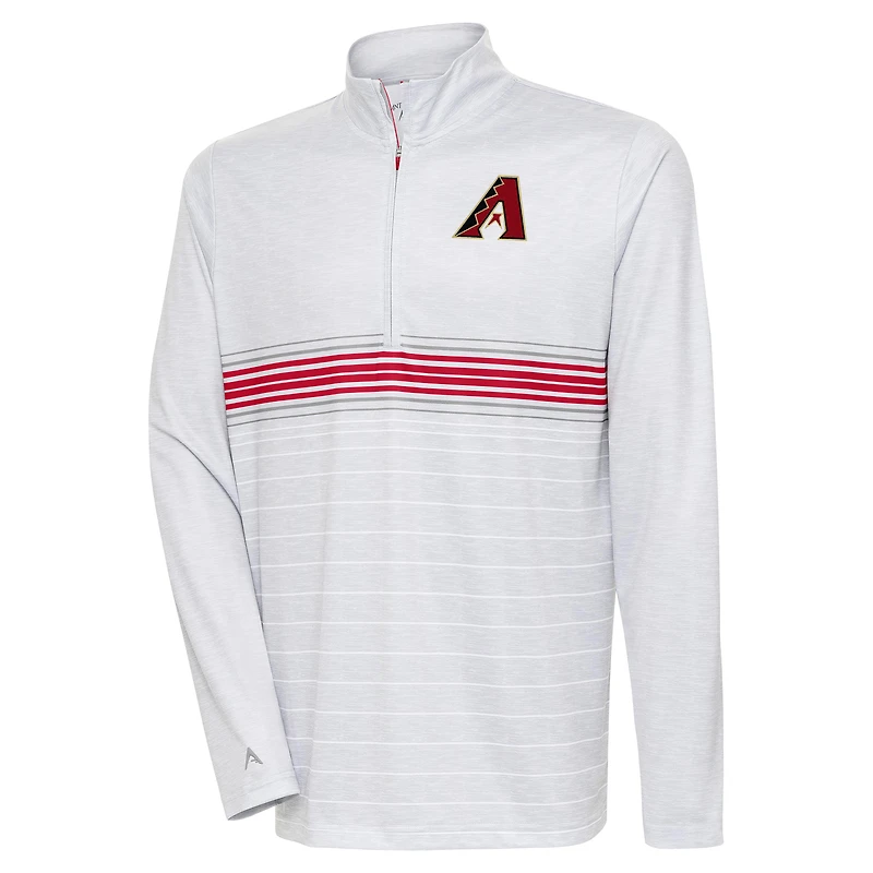 Men's Antigua Heather Gray/Red Arizona Diamondbacks Bullseye Quarter-Zip Pullover Top