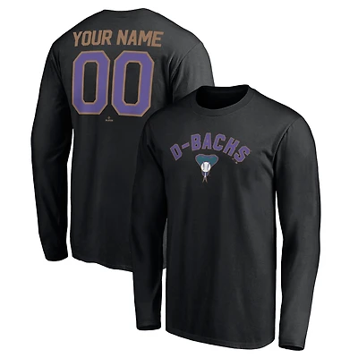 Men's Black Arizona Diamondbacks Cooperstown Collection Winning Streak Custom Long Sleeve T-Shirt