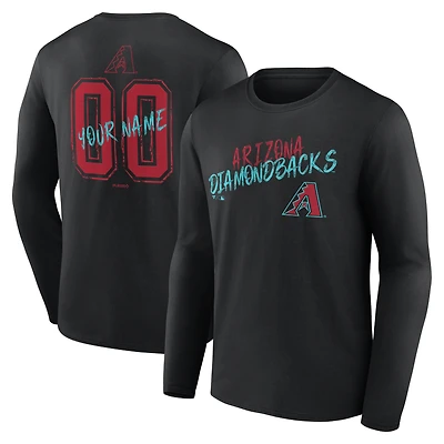 Men's Black Arizona Diamondbacks Hustle Personalized Name & Number Long Sleeve T-Shirt