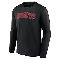 T-shirt à manches longues noir pour homme avec logo officiel des Diamondbacks de l'Arizona