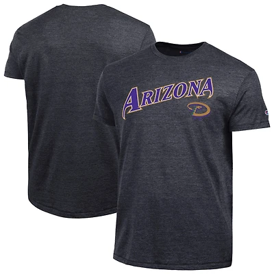 T-shirt Champion noir pour homme Arizona Diamondbacks Cooperstown Wordmark Lockup Tri-Blend