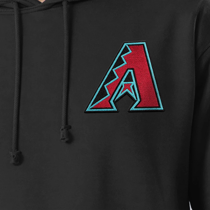 Sweat à capuche Champion noir pour homme, en chenille tissée inversée, Arizona Diamondbacks.