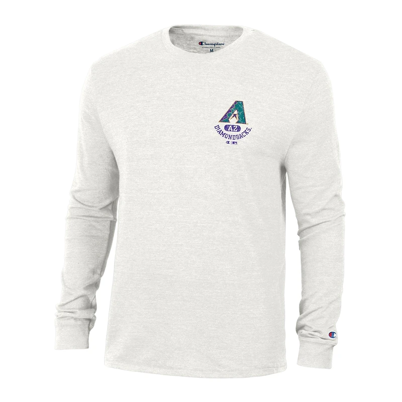 Men's Champion White Arizona Diamondbacks Cooperstown Winning Tradition Tri-Blend Long Sleeve T-Shirt