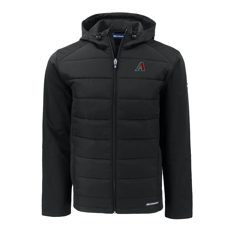 Men's Cutter & Buck  Black Arizona Diamondbacks Evoke Hybrid Eco Recycled Full-Zip Hooded Jacket