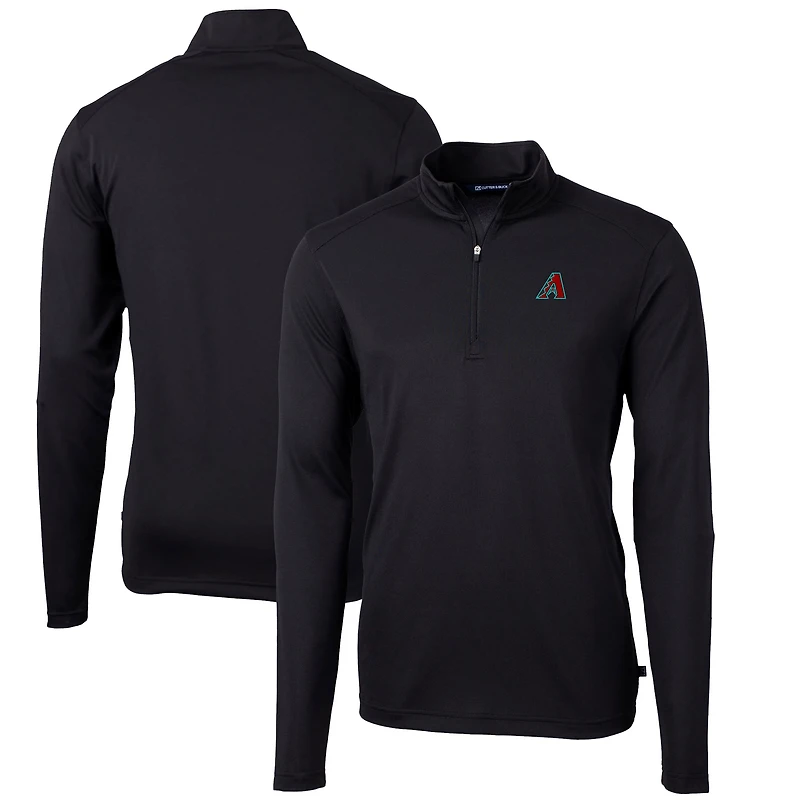 Men's Cutter & Buck  Black Arizona Diamondbacks Virtue Eco Pique Recycled Quarter-Zip Pullover Top