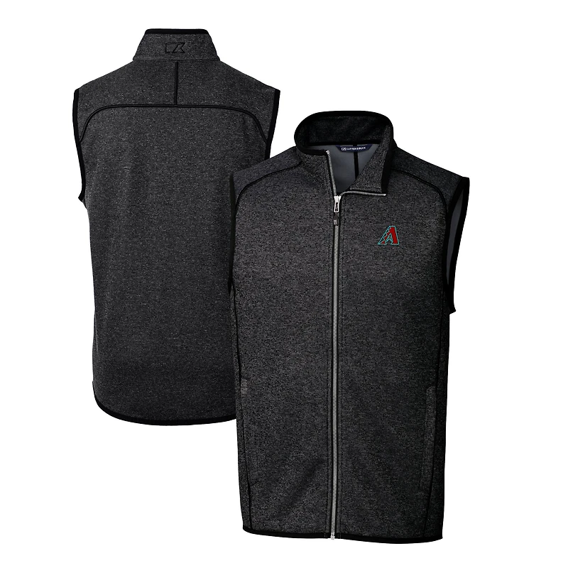 Men's Cutter & Buck  Heather Charcoal Arizona Diamondbacks Mainsail Full-Zip Vest