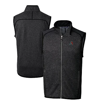 Men's Cutter & Buck  Heather Charcoal Arizona Diamondbacks Mainsail Full-Zip Vest