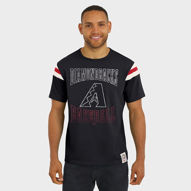 Men's Darius Rucker Collection by Fanatics Black Arizona Diamondbacks Distressed Sleeve Stripe T-Shirt