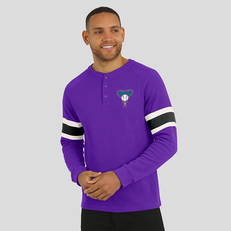 Men's Darius Rucker Collection by Fanatics Purple Arizona Diamondbacks Waffle-Knit Raglan Long Sleeve Henley T-Shirt