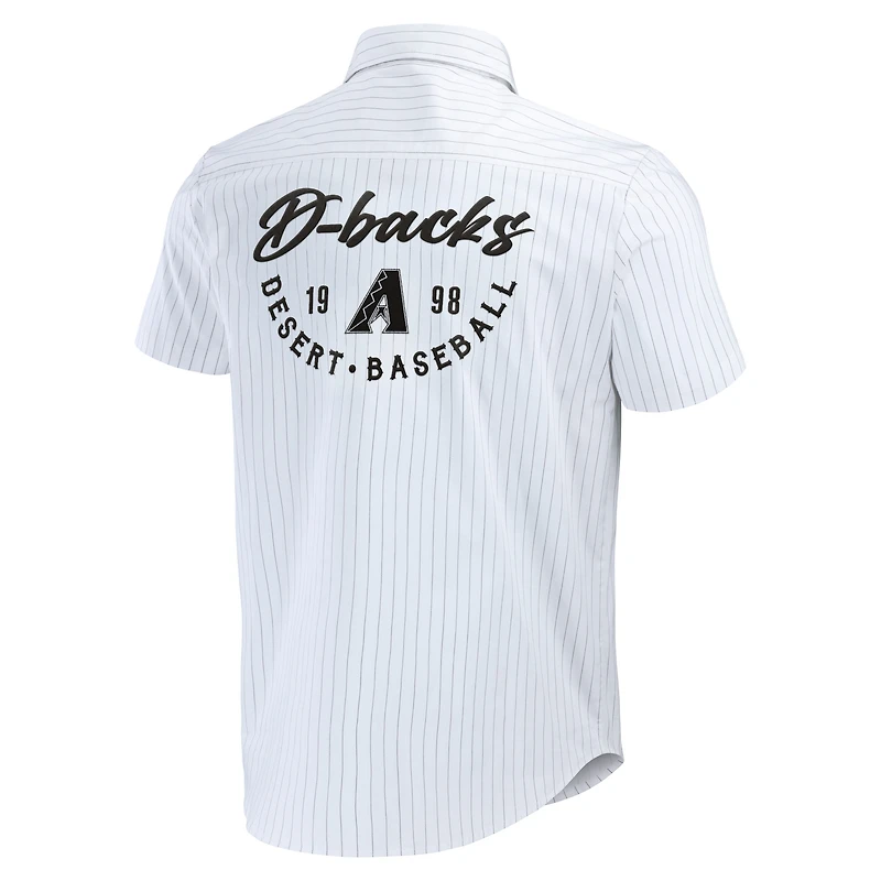 Men's Darius Rucker Collection by Fanatics White Arizona Diamondbacks Pin Stripe Short Sleeve Button-Up Shirt