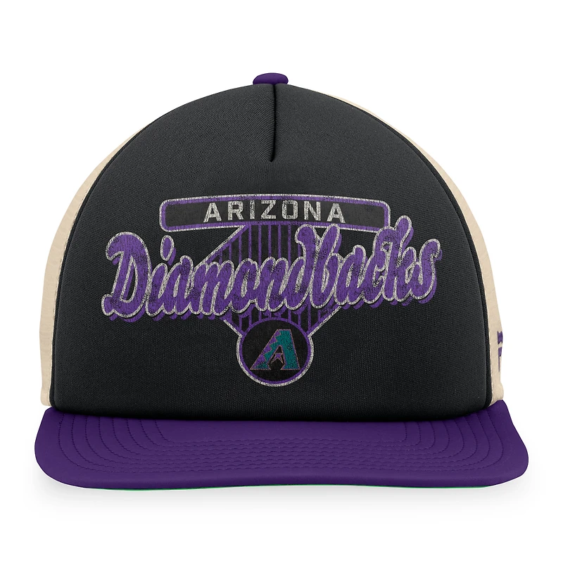 Casquette Snapback de camionneur en mousse Talley de la collection Cooperstown des Diamondbacks de l'Arizona fanatiques noir/violet pour hommes