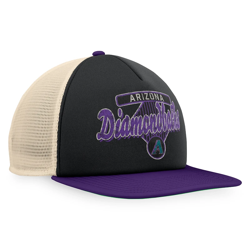 Men's Fanatics Black/Purple Arizona Diamondbacks Cooperstown Collection Talley Foam Trucker Snapback Hat