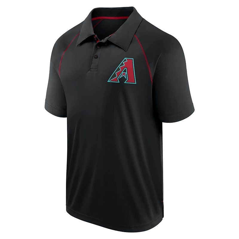 Men's Fanatics Black Arizona Diamondbacks Strong Alone Raglan Polo