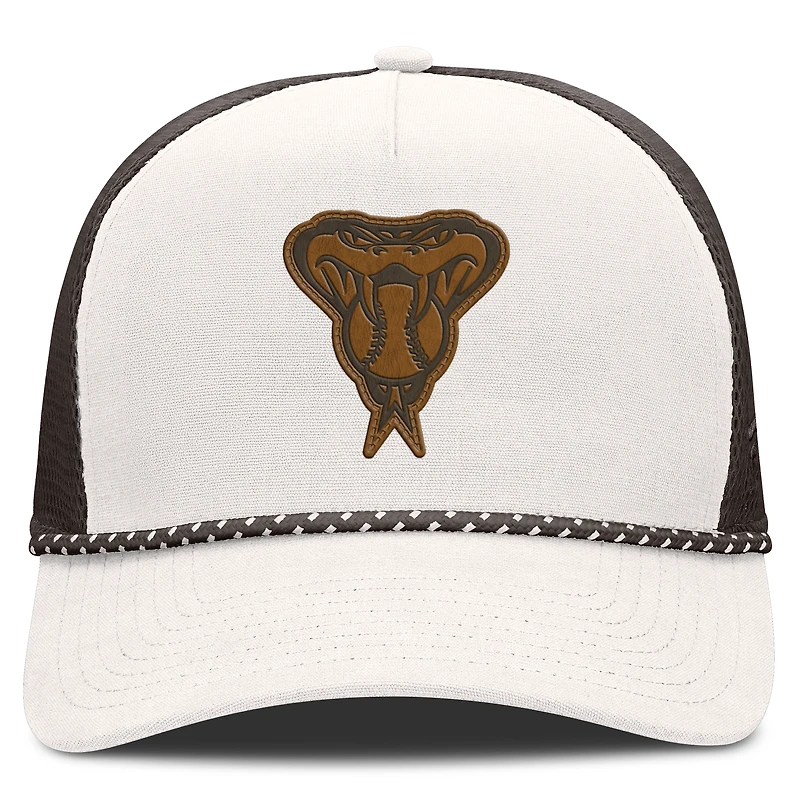 Casquette trucker ajustable Fanatics crème/marron Arizona Diamondbacks Level Up Bronco pour homme