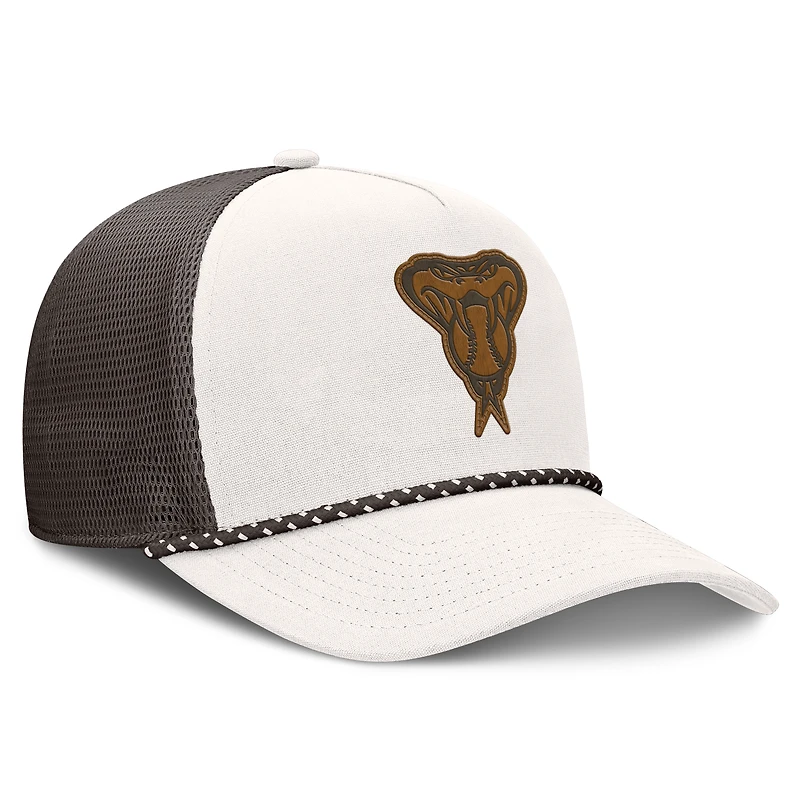 Casquette trucker ajustable Fanatics crème/marron Arizona Diamondbacks Level Up Bronco pour homme