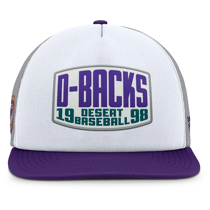 Men's Fanatics Gray/White Arizona Diamondbacks Cranked Foam Front Patch Trucker Adjustable Hat
