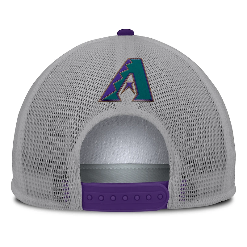 Men's Fanatics Gray/White Arizona Diamondbacks Cranked Foam Front Patch Trucker Adjustable Hat