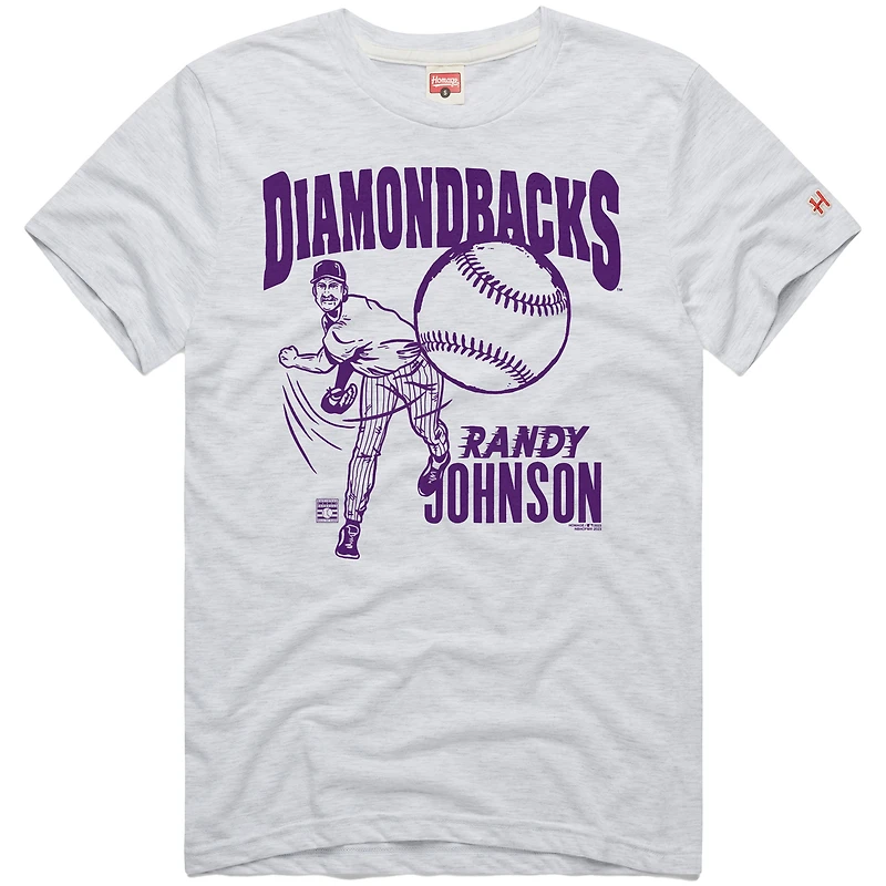 Men's Homage Randy Johnson Ash Arizona Diamondbacks Graphic Player T-Shirt
