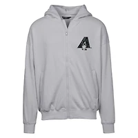 Sweat à capuche surdimensionné entièrement zippé motif camouflage numérique Uphill pour homme, gris