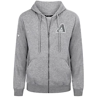 Sweat à capuche zippé gris pour homme Levelwear Arizona Diamondbacks Podium Chenille Logo