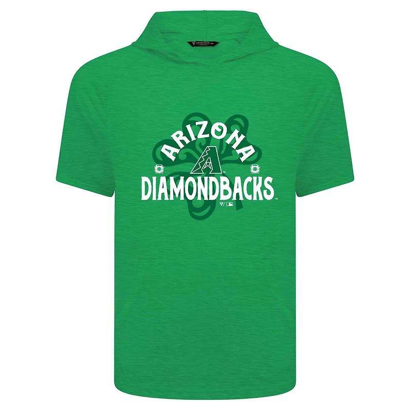 Sweat à capuche manches courtes et pour homme avec motif trèfle de la Saint-Patrick des Diamondbacks l'Arizona vert Levelwear