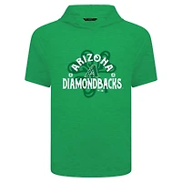 Sweat à capuche manches courtes et pour homme avec motif trèfle de la Saint-Patrick des Diamondbacks l'Arizona vert Levelwear