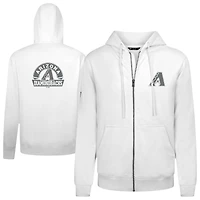 Sweat à capuche zippé blanc pour homme Levelwear Arizona Diamondbacks Podium Chenille Logo