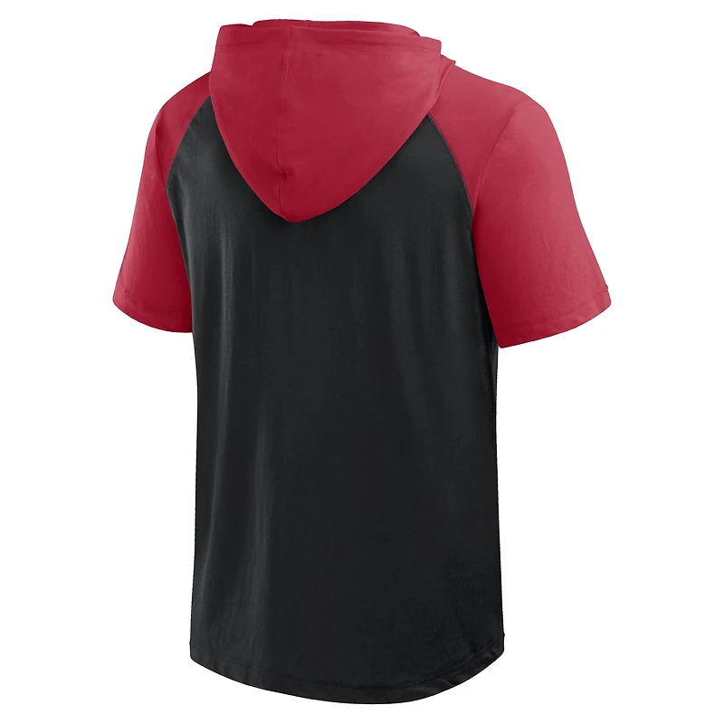 T-shirt à capuche et manches courtes raglan noir avec logo des Diamondbacks de l'Arizona pour homme