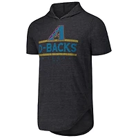 T-shirt à capuche en trois mélanges Majestic Threads pour hommes, noir, Arizona Diamondbacks