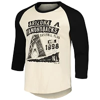 T-shirt raglan à manches 3/4 Majestic Threads pour hommes, crème/noir