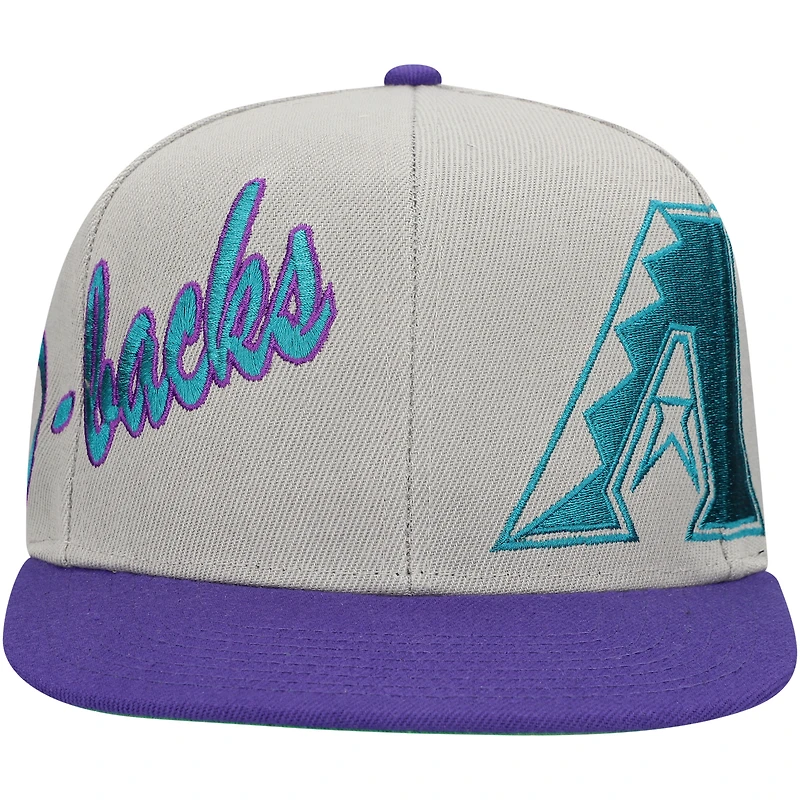 Casquette Snapback à panneau Knock Out des Diamondbacks de l'Arizona gris Mitchell & Ness pour hommes