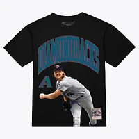 Men's Mitchell & Ness Randy Johnson Black Arizona Diamondbacks Photo Arch Player Graphic T-Shirt