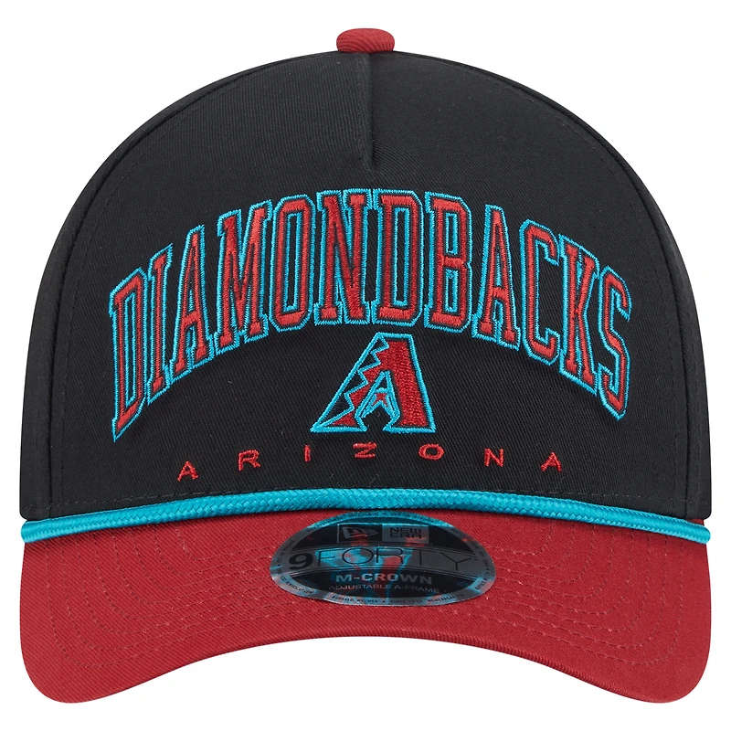 Casquette ajustable New Era Arch 9FORTY A-Frame M-Crown noire/rouge des Diamondbacks de l'Arizona pour homme