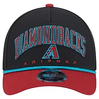 Casquette ajustable New Era Arch 9FORTY A-Frame M-Crown noire/rouge des Diamondbacks de l'Arizona pour homme