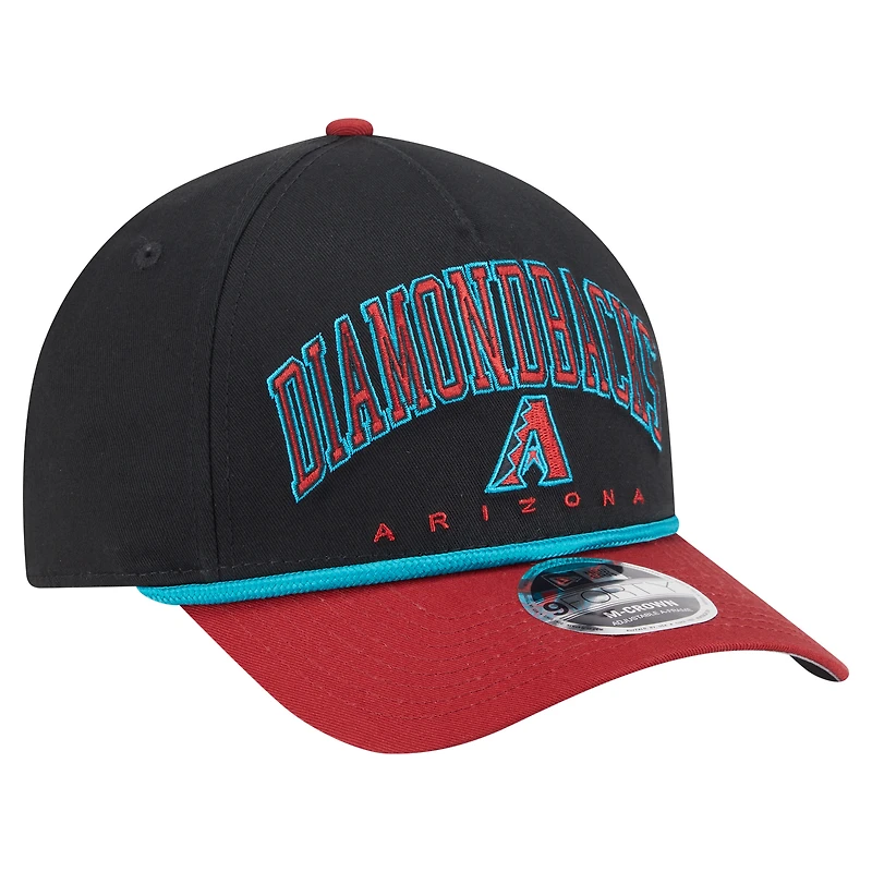 Casquette ajustable New Era Arch 9FORTY A-Frame M-Crown noire/rouge des Diamondbacks de l'Arizona pour homme