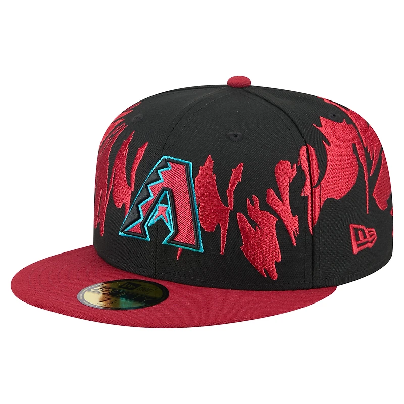 Casquette ajustée 59FIFTY à motif rétro des Arizona Diamondbacks de New Era pour homme, noire et rouge