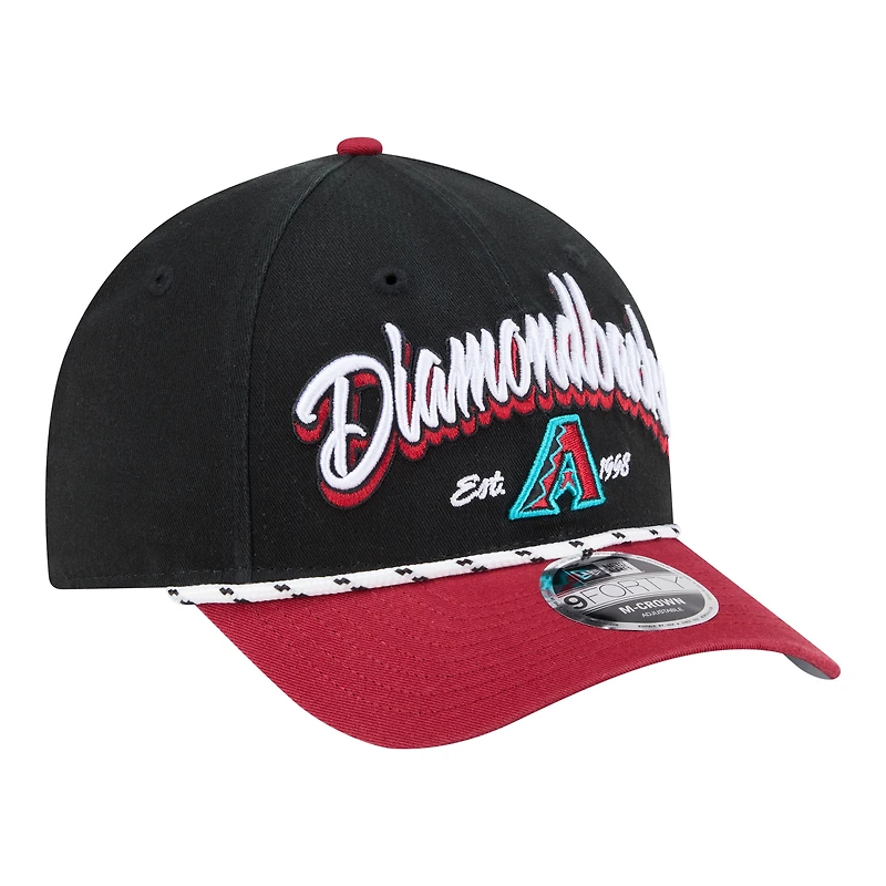 Casquette ajustable New Era 9FORTY M-Crown noire et rouge pour homme, aux couleurs des Arizona Diamondbacks.